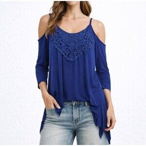 Shop Dordor Cold Shoulder Lace Blouse Size L